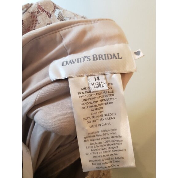 David's Bridal Women's 14 Formal Dress Long Maxi Sleeveless Pink Floral Lace - Picture 5 of 6